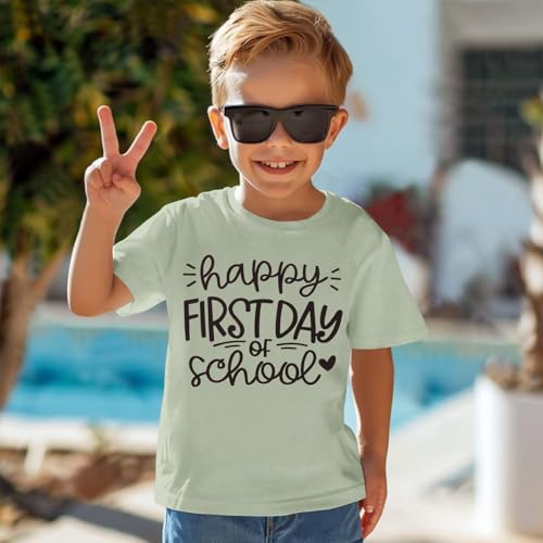 Image of GLIGLITTR Girls Happy First Day of School Shirt Kids Boys Kindergarten 1st 2nd 3rd Grade T-Shirt Back to School Outfit Tops