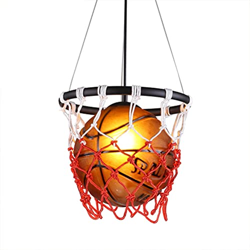 Kinderzimmer Pendelleuchte Dimmbar Kreative Basketball Hängeleuchte Esszimmer Pendellampe Innen E27 Modern Dekoration Decke Kronleuchter Glas Lampeschirm, für Wohnzimmer Jungen Mädchen Schlafzimmer