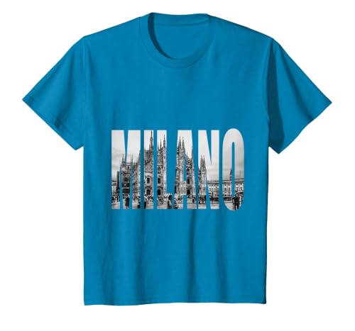 Milano Duomo Black and White Logo Picture T-Shirt, Youth, Sapphire Blue, Large
