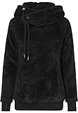 Der bequeme Plüsch-Pullover ist erhältlich in den Farben Schwarz und Sand (Beige) in den Größen XS, S, M, L und XL