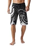 unitop Men's Surf Swim Trunks Summer Quick Dry Printed Gray 36