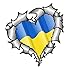 Forma di Cuore Metallo Strappato Ucraina Bandiera per Squadra Calcio Tifoso Match Adesivo Vinile Auto 105x100mm