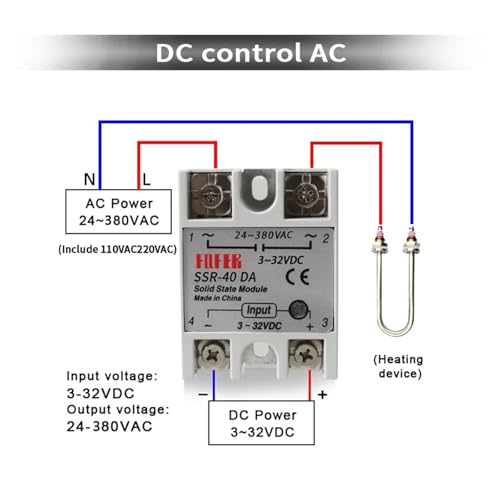 Relais statique 40A SSR 24-480VAC commande 3-32VDC monophasé