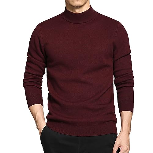 Wine Red Turtleneck Sweaters Men Winter Thick Knitted Men Pullovers Autumn Turtle-Neck Men Sweater X'Mas Plus Size2