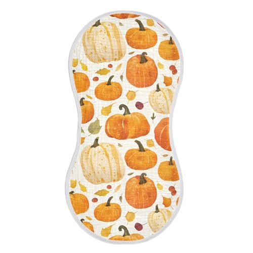 Autumn Pumpkin Cotton Neutral Burp Cloths Easy Care Burp Rags for Gender Neutral Set of 2, 22x11in2