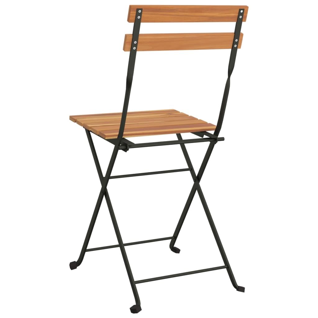 vidaXL Sillas cafetería Plegables 4 uds Acero y Madera Maciza de Teca