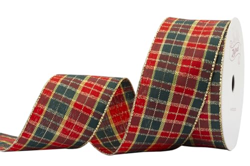 Zofrud Green Christmas Gingham Ribbon Checkered Plaid Ribbon - 38mm x 9 Meters - Ideal for Gift Wrapping, Tree & Wreath Decoration, Crafts - Image 2