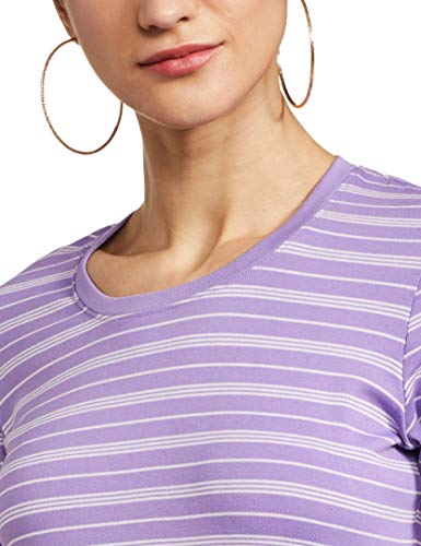 Image of Jockey 1360 Women's Super Combed Cotton Elastane Stretch Slim Fit Striped Round Neck Three Quarter Sleeve T-Shirt