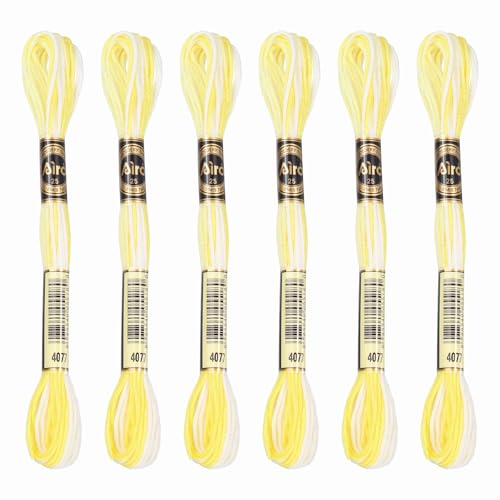 Image of PATIKIL 6 Skeins Embroidery Floss, Polyester Embroidery Threads Bracelets String for Cross-Stitch Hand Embroidery, Yellow White