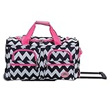 Rockland 22 Inch Rolling Carry On Duffle Bag, Pink Chevron, One Size