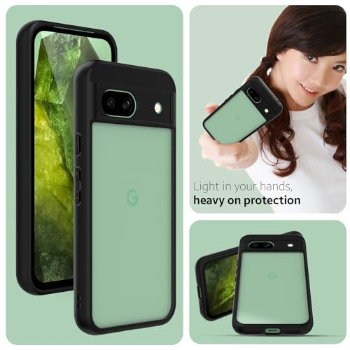Image of KAPAVER Hybrid Series Back Cover Case Compatible with Pixel 8a (PC+TPU) (Black)