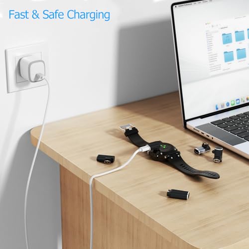 USB-C zu Garmin Watch Ladekabel Ladegerät Adapter 4Stück,Winkel Type-C Ladeadapter für Garmin Fenix 8 7 6 Solar,Vivoactive 5/4S,Venu 3S/2S,Forerunner 165/965/955/945/265/55/45,Epix Pro 2,Enduro 3 2