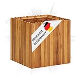 DELUKE Hochbeet aus Holz Jona | 50x50x50cm, Akazienholz | Hochbeet für Garten Hochbeet Holz Gartenbeet hoch Kräuterbeet XXL Blumenbeet Gemüsebeet groß Garten