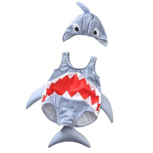 Maillot de bain une pièce enfant motif animé avec chapeau assorti pour fille garçon