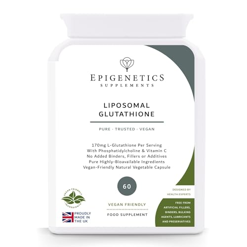 Liposomal Glutathione | Bioavailable Highly-Absorbable L-Glutathione + Vitamin C | 60 Vegan Friendly Capsules UK Made | Long 2 Month Supply by Epigenetics Supplements