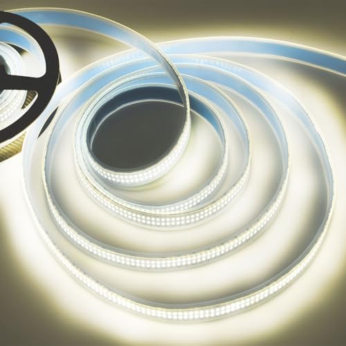 Image of SUYOOULIN LED Lights Strip, Dimmable DC 12V 16.4ft SMD 5054 (5050 Upgraed) Double Rows 1200 LEDs 25000LM Tube Waterproof IP67 LED Ribbon for Home Kitchen Decoration (Natural White 4500K)