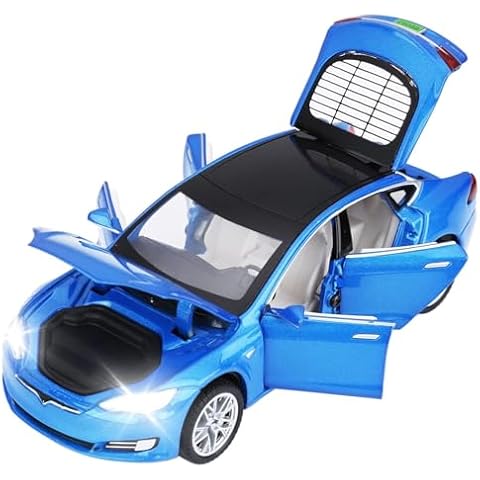 SASBSC Toy Cars Model S Die Cast Metal Model Cars with Door Open Light and Sound Pull Back Car Toys for Boys and Girls 3-12 Years Old Cover