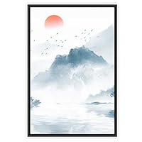 Framed Canvas Wall Art Abstract Sunrise and Sunset Canvas Prints Home Artwork Decoration for Living Room,Bedroom - 16x24 inches