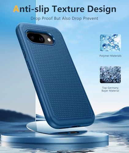 Image of FNTCASE for Google Pixel 9A Case: Dual Layer Protective Heavy Duty Cell Phone Cover Shockproof Rugged with Non Slip Textured Back - Military Protection Bumper Tough - 2025, 6.3 inch (Blue)