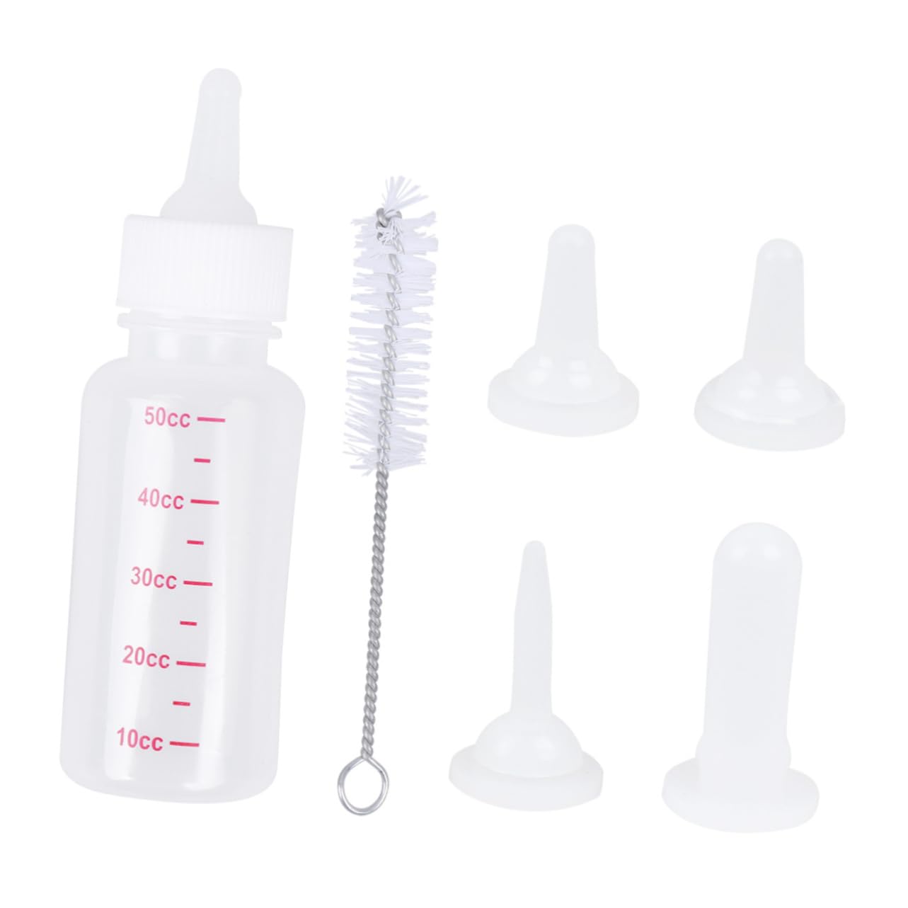 BELLIFFY 2 Sets Pet Feeding Bottle 50ml Kitten Nursing Bottle with 3 Replacement Nipples for Small Pets