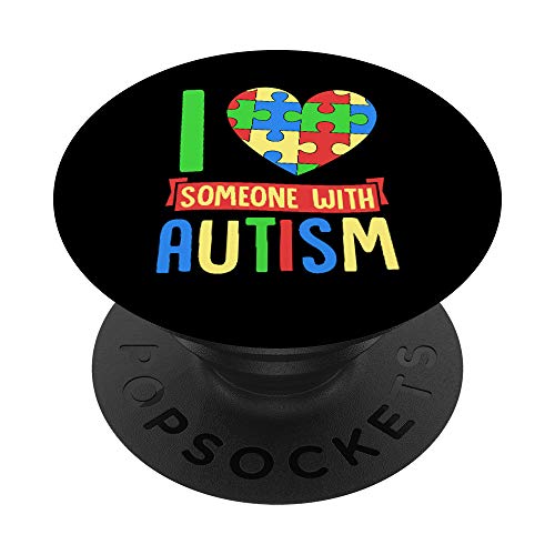 "I Love Someone With Autism Awareness Puzzle für Mama Dad" PopSockets mit austauschbarem PopGrip