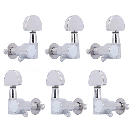 SEIWEI 6 Pieces Guitar Sealed Tuning Pegs 3 Left 3 Right Acoustic String Tuners Keys Guitar Tuning Knob for Acoustic Guitar Electric Guitar Ukulele (Zinc Alloy Silver)
