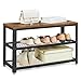 Price comparison product image VASAGLE Shoe Bench, Shoe Rack with 2 Shelves, Shoe Organiser, 30 x 73 x 45 cm, Entryway Living Room Hallway, Steel Structure, Industrial Style, Rustic Brown and Black LBS73X