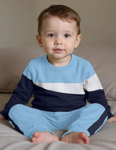 Image of Toddler Boy Clothes Long Sleeve Hoodie Sweatsuits Tops and Pants 2Pcs Boys Fall Winter Outfits Set