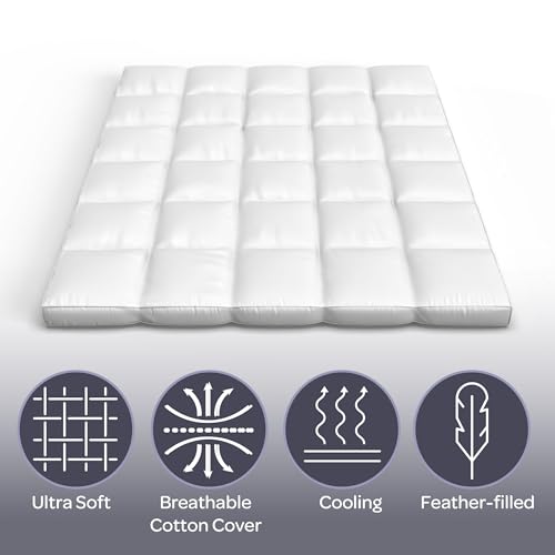 Lavish Home Twin Down Mattress Topper, White, 75” x 39” x 4” by Lavish Home - Image 3