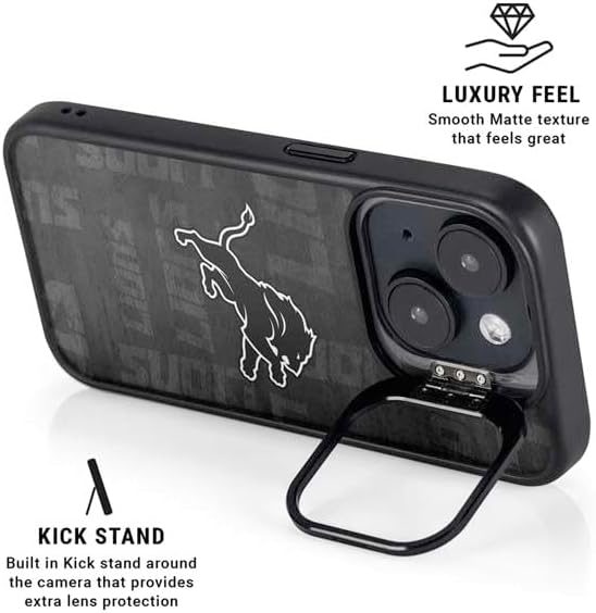 Skinit Kickstand Phone Case Compatible with iPhone 14 Plus - Officially Licensed NFL Detroit Lions Black & White Design