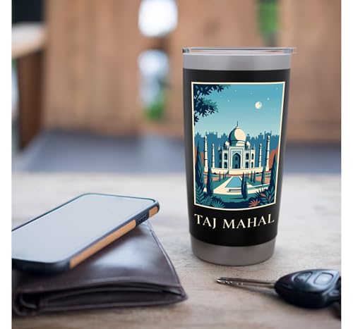 Taj Mahal Inde Architecture Moghol Voyage Art Gobelet isotherme en acier inoxydable double paroi – vue 7