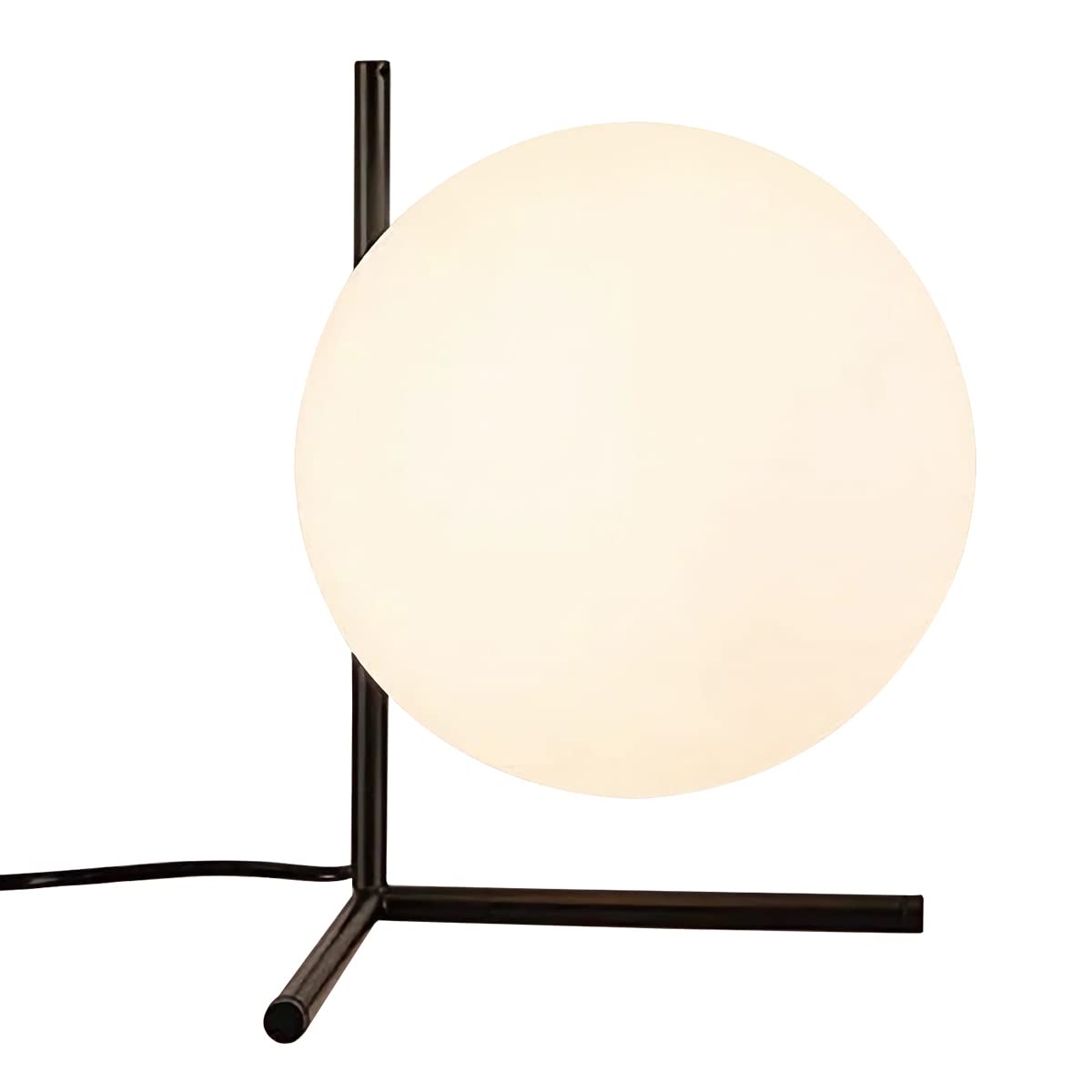 BOKT Modern Mid Century Matte Black Globe Table Lamp Post Modern Mini White Glass Desk Lamp Industrial Farmhouse Nightstand Bedside Lamp Lighting Fixture