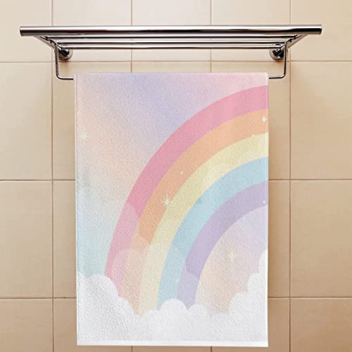 Kttytt Face Towels Hand Towels Set Of 2 Rainbow Sky Cloud Pastel Comfortable Soft Polyester Microfiber Bath Towel For Home Hotel Bathroom 15 X 30 Inch #TOP4