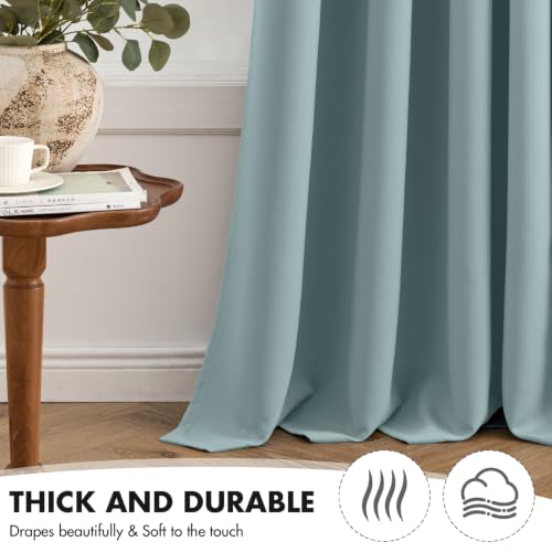 Image of MIULEE Slate Blue Blackout Bedroom Curtains Drapes 96 Inch Long 52 inchx96 inch | Grommet Top, Room Darkening Window Drapes, Privacy Protection, Thermal Insulated, Heat Blocking, Light Blocking