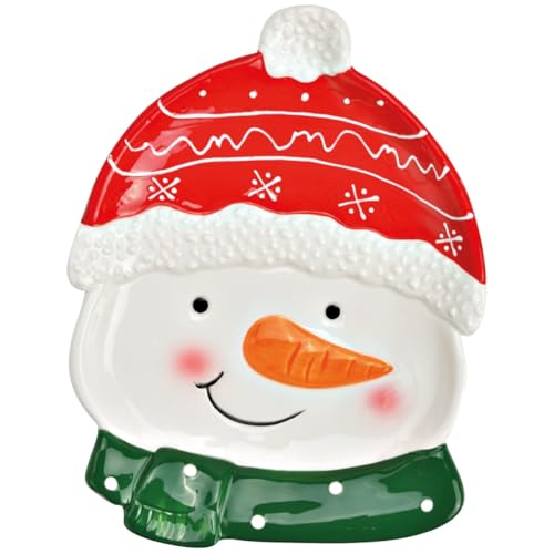 Bunter Schneemann-Teller aus Keramik für Kekse & Snacks - Süßer...
