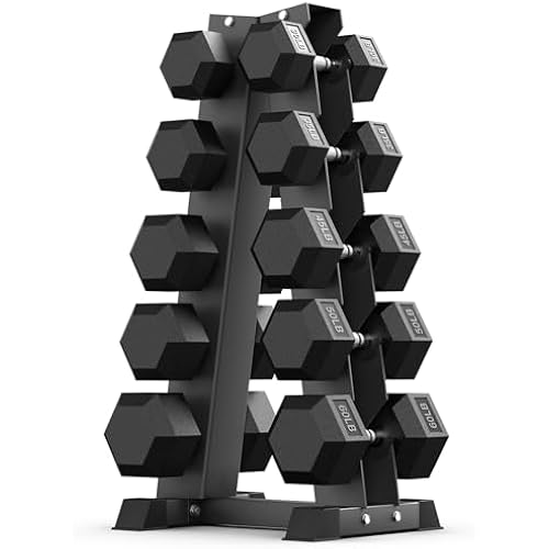 PAPABABE 150-600lb Dumbbell Set with Rack, Rubber Encased Home Gym