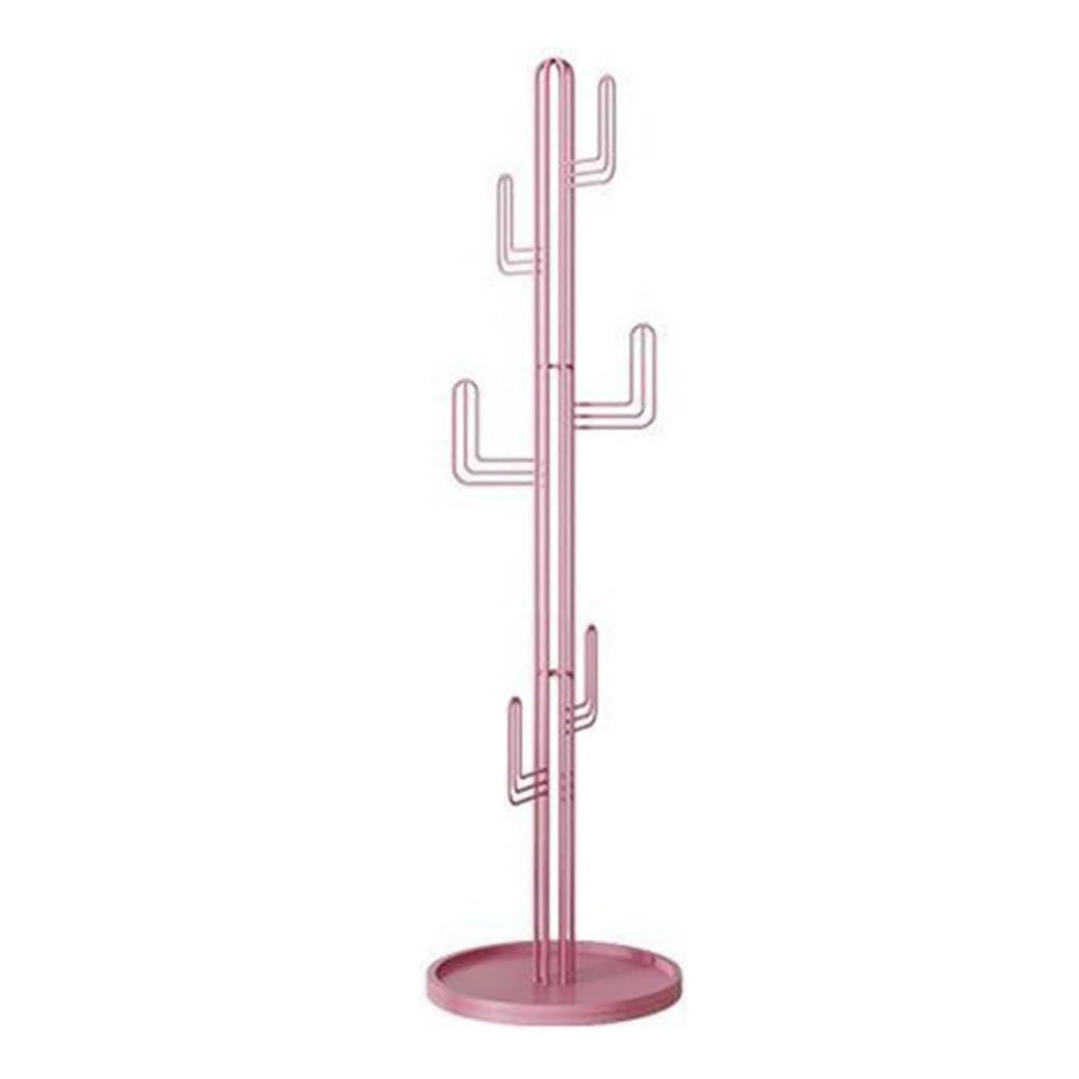 Dh2yjnbf3 Standing Clothing Stand Freestanding Coat Hanger Garment Racks With Stable Round Base Cactus Shape For Clothes Hats, Bags Fo Hallway(Pink)