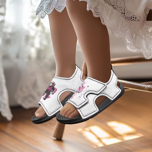Galaxy Printed Girl' Sandals Astronaut Print Toddler/Little Kid/Big Kid Slippers Colorful Open Toe Walking Shoes3