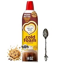 Cold Foam Flavored Coffee Creamer, 14 oz Can with Dumbass Coffee Gem Spoon Brown Butter Choc Chip Cookie Gem Spoon