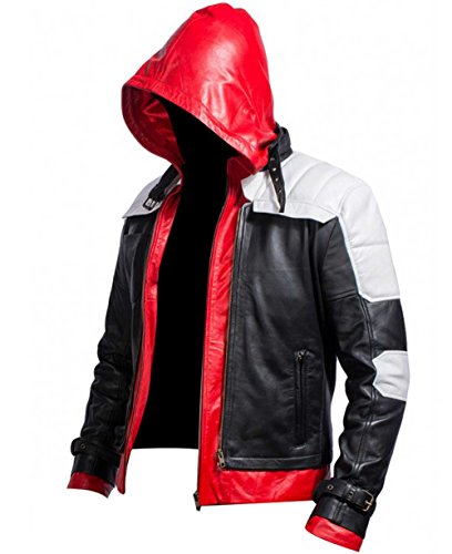 Jason Todd Arkham Knight Red Hood Cosplay Superhero White Leather Motorcyle Jacket2