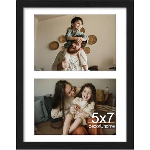 decorUhome 2 5x7 Picture frames Collage Wall Decor with Mat MD12BK