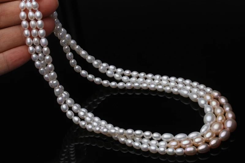 Triple Layer Pearl Choker Necklace, White and Rose Gold Ombre, Statement Collar for Women