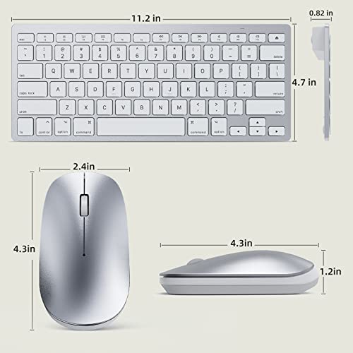 Bluetooth Keyboard And Mouse For Mac, Omoton Ultra-Slim Mac Keyboard And Mouse Combo, Wireless Keyboard And Mouse For Mac, Macbook Pro/Air, Imac, Mac Mini, Laptop And Pc (Silver) #TOP4