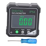 Denash Cyfrowy Inklinometr, Zakres 4x90 Stopni Podświetlany Podświetlenie Ekranu LCD Kąt Kątowy, Wyszukiwarka Kąta Elektronicznego do Piły Stołowej Obróbki Drewna, z Materiałem ABS