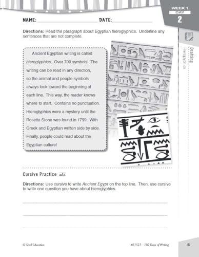 Shell Education SEP51527 180 Days Of Writing For Fourth Grade - An Easy-To-Use Fourth Grade Writing Workbook To Practice And Improve Writing Skills  thumb #5