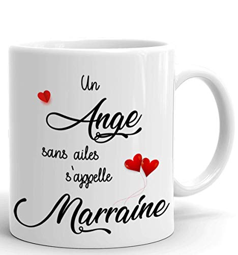 L'Esprit Des Anges Tasse Mug Cadeau Marraine - Un Ange sans Ailes s'appelle Marraine - Idée Cadeau Original Baptême Anniversaire Cover