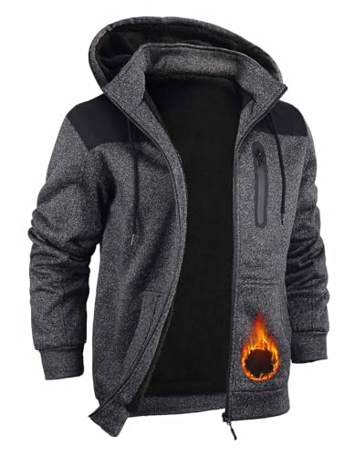 Xsylxgc Hoodies for Men Sherpa Lined Jackes Heavyweight Full Zip