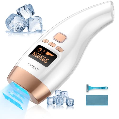 ASAGAO Laser Hair Removal for Women and Men with Cooling System Painless, IPL Permanent Hair Removal 18.1J Visible Results in 4 Weeks, At-Home Hair Removal Device 999999 Flashes for Whole Body