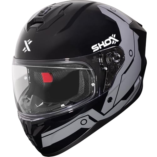 Shox Helmets Apex Tech Motorcycle Helmet L Gloss Grey Black