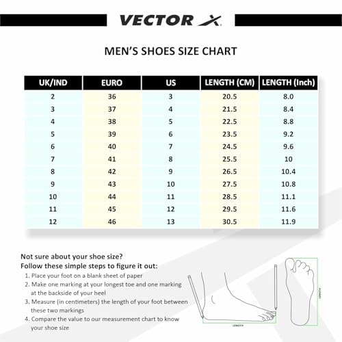 Image of Vector X CS-2000 Unisex Tennis Badminton Court Shoes for Men Women Boys|Synthetic Leather+Mesh Upper, EVA Midsole, Crepe Rubber Sole|Lightweight Indoor Outdoor Sports Footwear Sneakers (Black, 4)